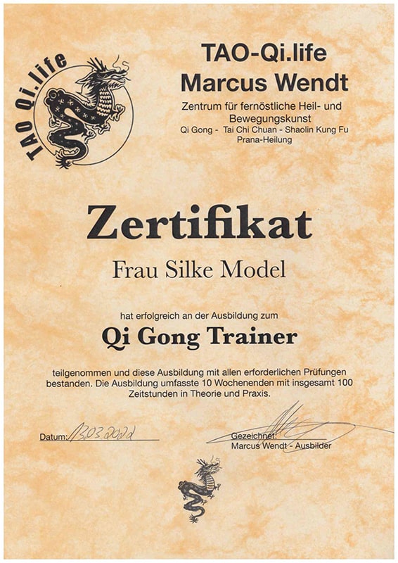 Zertifikat Qi Gong Trainer